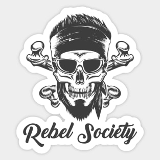 Bearded Skull in bandana and glasses Sticker